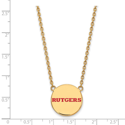 LogoArt Rutgers University Necklace - Sterling Silver Gold-Tone Large Enameled Disc Pendant 18 Inch - View 2