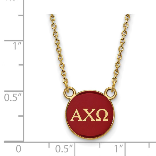 LogoArt Alpha Chi Omega Necklace - Sterling Silver Gold-Tone Sorority Greek Letters Small Color Enamel Pendant 18 Inch - GP029ACO-18 - View 2