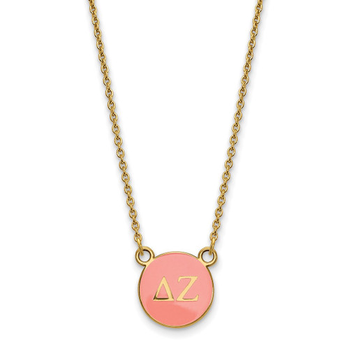 LogoArt Delta Zeta Necklace - Sterling Silver Gold-Tone Sorority Greek Letters Small Color Enamel Pendant 18 Inch - GP029DZ-18