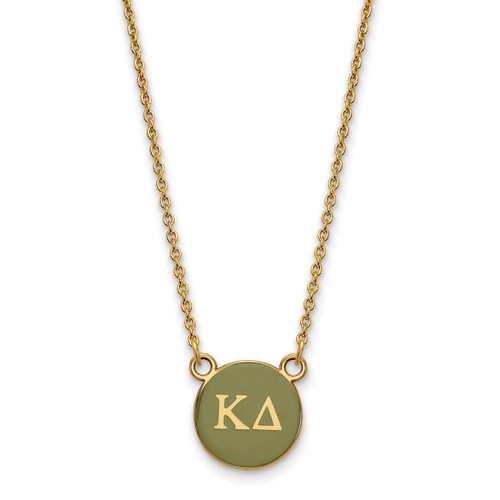 LogoArt Kappa Delta Necklace - Sterling Silver Gold-Tone Sorority Greek Letters Small Color Enamel Pendant 18 Inch - GP029KD-18