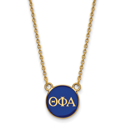 LogoArt Theta Phi Alpha Necklace - Sterling Silver Gold-Tone Sorority Greek Letters Small Color Enamel Pendant 18 Inch - GP029TPA-18