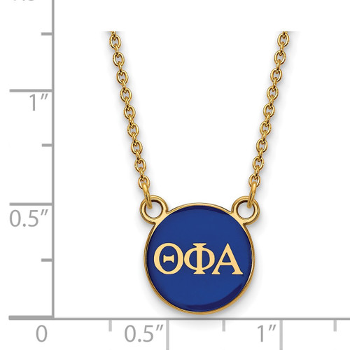 LogoArt Theta Phi Alpha Necklace - Sterling Silver Gold-Tone Sorority Greek Letters Small Color Enamel Pendant 18 Inch - GP029TPA-18 - View 2