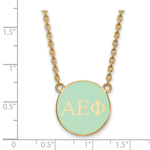 LogoArt Alpha Epsilon Phi Necklace - Sterling Silver Gold-Tone Sorority Greek Letters Small Color Enamel Pendant 18 Inch - GP030AEP-18 - View 2