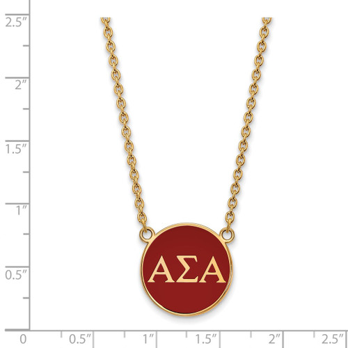 LogoArt Alpha Sigma Alpha Necklace - Sterling Silver Gold-Tone Sorority Greek Letters Large Color Enamel Pendant 18 Inch - GP030ASI-18 - View 2