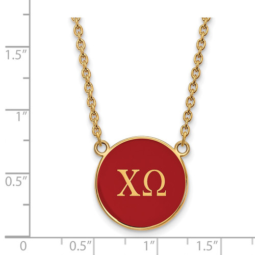 LogoArt Chi Omega Necklace - Sterling Silver Gold-Tone Sorority Greek Letters Large Color Enamel Pendant 18 Inch - GP030CHO-18 - View 2