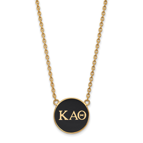 LogoArt Kappa Alpha Theta Necklace - Sterling Silver Gold-Tone Sorority Greek Letters Large Color Enamel Pendant 18 Inch