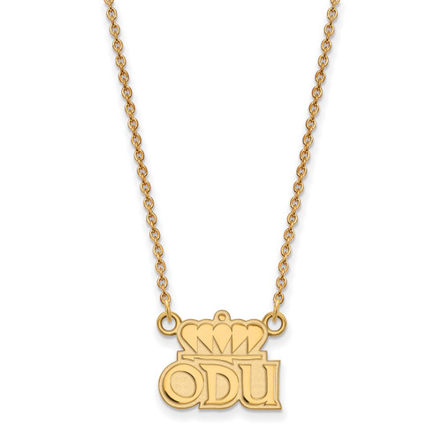 LogoArt Old Dominion University Necklace - Sterling Silver Gold-Tone O-D-U Small Pendant 18 Inch