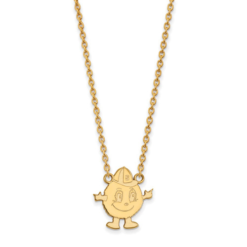 LogoArt Syracuse University Necklace - Sterling Silver Gold-Tone Mascot Large Pendant 18 Inch