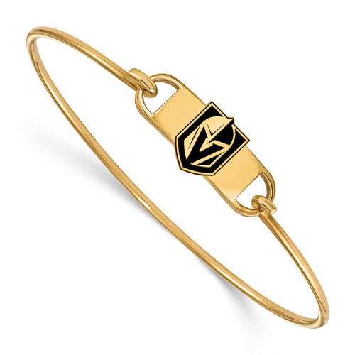 LogoArt Vegas Golden Knights Bracelet - Gold-Tone Sterling Silver Small Ctr Wire Bangle with Epoxy