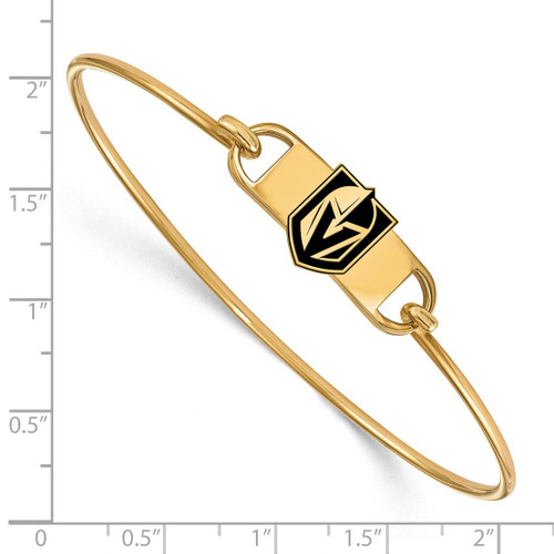 LogoArt Vegas Golden Knights Bracelet - Gold-Tone Sterling Silver Small Ctr Wire Bangle with Epoxy - View 2