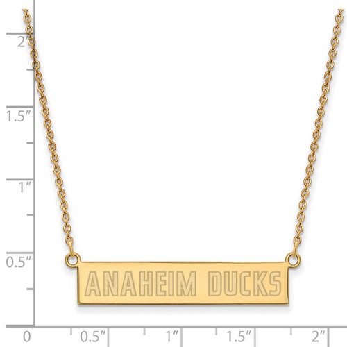 LogoArt Anaheim Ducks Necklace - Sterling Silver Gold-Tone Small Bar 18 Inch - View 2