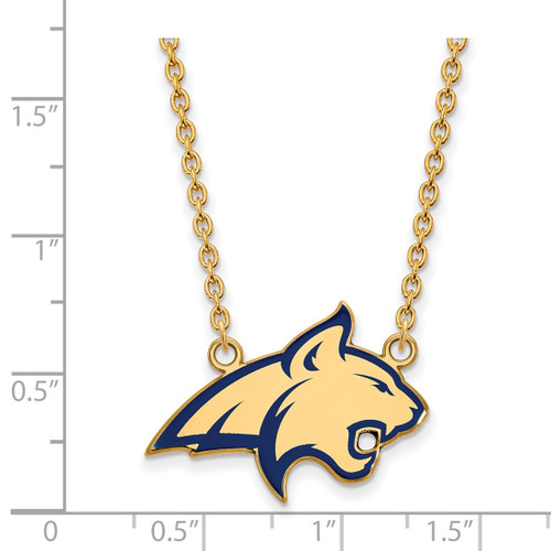 LogoArt Montana State University Necklace - Sterling Silver Gold-Tone Bobcat Large Enameled Pendant 18 Inch - View 2