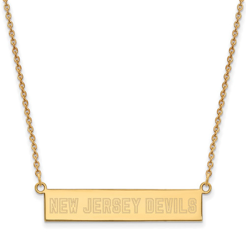 LogoArt New Jersey Devils Necklace - Sterling Silver Gold-Tone Small Bar 18 Inch