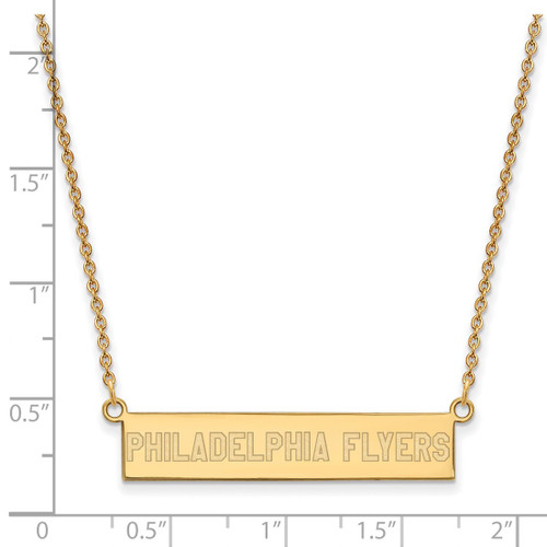 LogoArt Philadelphia Flyers Necklace - Sterling Silver Gold-Tone Small Bar 18 Inch - View 2