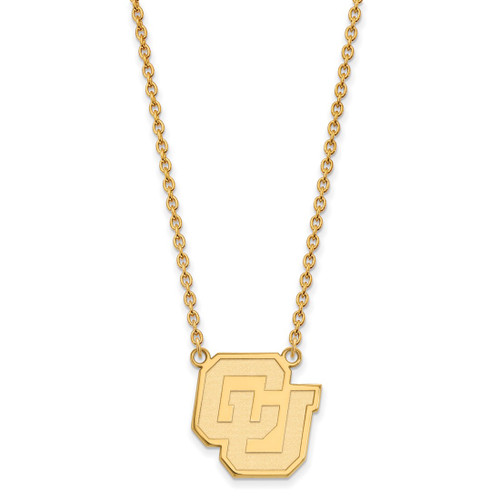 LogoArt University of Colorado Necklace - Sterling Silver Gold-Tone C-U Large Pendant 18 Inch