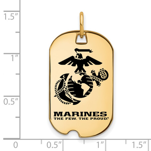 LogoArt U.S. Marine Corps Pendant - Gold-Tone Sterling Silver Epoxied Small Dog Tag - View 2