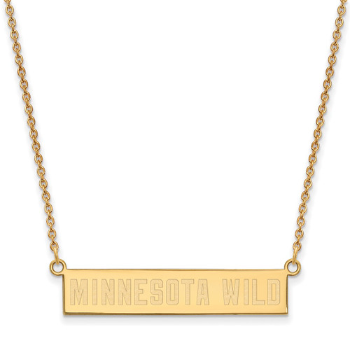 LogoArt Minnesota Wild Necklace - Sterling Silver Gold-Tone Small Bar 18 Inch