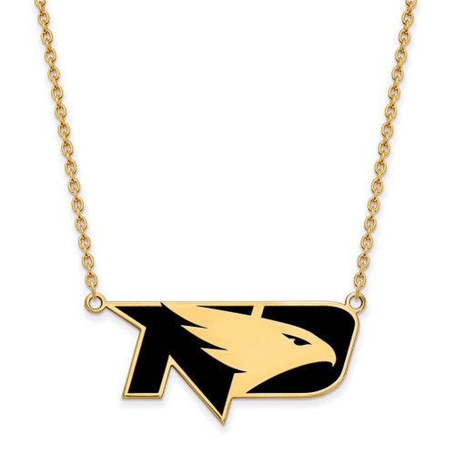 LogoArt University of North Dakota Necklace - Sterling Silver Gold-Tone Large Enameled Pendant 18 Inch
