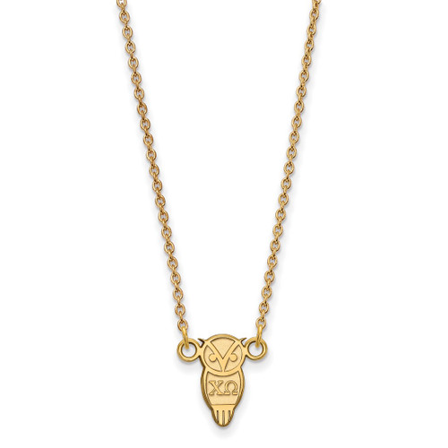 LogoArt Chi Omega Necklace - Sterling Silver Gold-Tone Sorority Symbol Extra Small Pendant 18 Inch