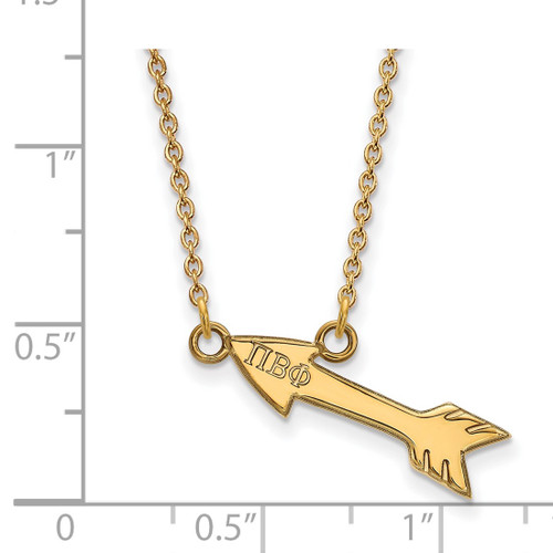LogoArt Pi Beta Phi Necklace - Sterling Silver Gold-Tone Sorority Symbol Extra Small Pendant 18 Inch - View 2