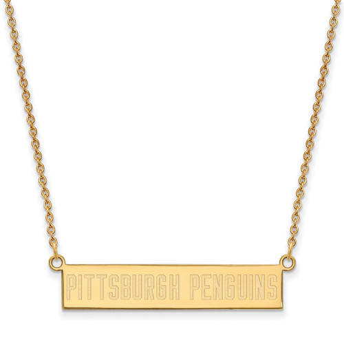 LogoArt Pittsburgh Penguins Necklace - Sterling Silver Gold-Tone Small Bar 18 Inch