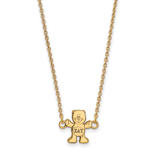 LogoArt Sigma Delta Tau Necklace - Sterling Silver Gold-Tone Sorority Symbol Extra Small Pendant 18 Inch