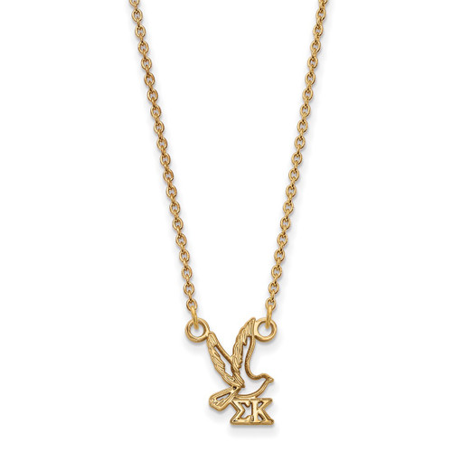LogoArt Sigma Kappa Necklace - Sterling Silver Gold-Tone Sorority Symbol Extra Small Pendant 18 Inch