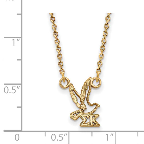 LogoArt Sigma Kappa Necklace - Sterling Silver Gold-Tone Sorority Symbol Extra Small Pendant 18 Inch - View 2