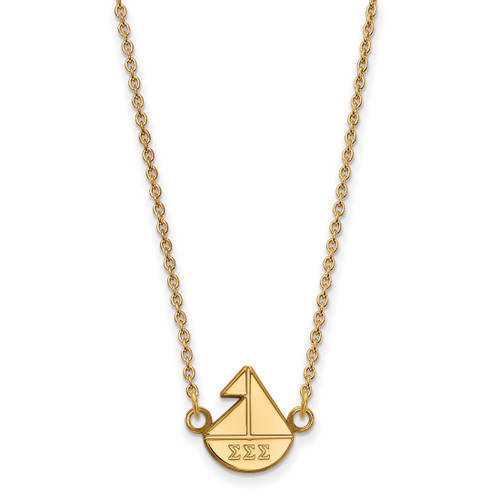 LogoArt Sigma Sigma Sigma Pendant - Sterling Silver Gold-Tone Sorority Symbol Extra Small 18 Inch Necklace
