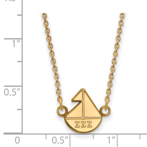 LogoArt Sigma Sigma Sigma Pendant - Sterling Silver Gold-Tone Sorority Symbol Extra Small 18 Inch Necklace - View 2
