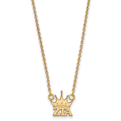LogoArt Zeta Tau Alpha Necklace - Sterling Silver Gold-Tone Sorority Symbol Extra Small Pendant 18 Inch