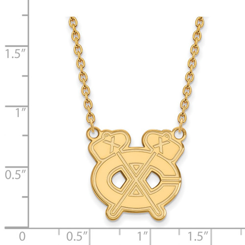LogoArt Chicago Blackhawks Necklace - Sterling Silver Gold-Tone Letter C and Tomahawk Large Pendant 18 Inch - View 2