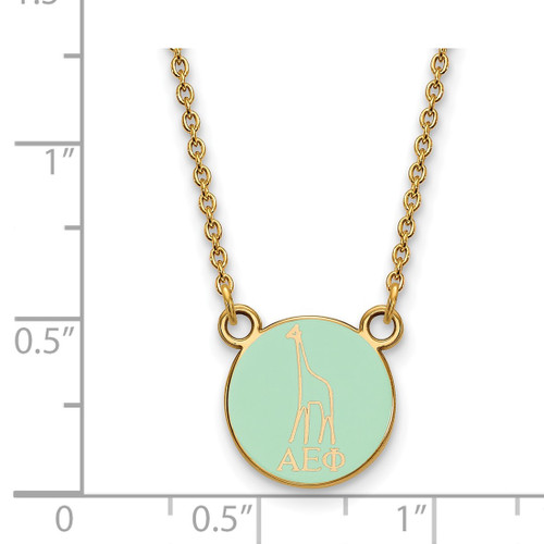 LogoArt Alpha Epsilon Phi Necklace - Sterling Silver Gold-Tone Extra Sorority Symbol Small Color Enamel Pendant 18 Inch - View 2