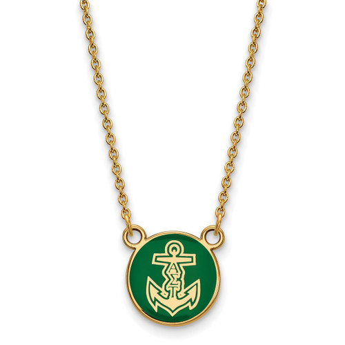 LogoArt Alpha Sigma Tau Necklace - Sterling Silver Gold-Tone Sorority Symbol Small Color Enamel Pendant 18 Inch - GP042ALS-18