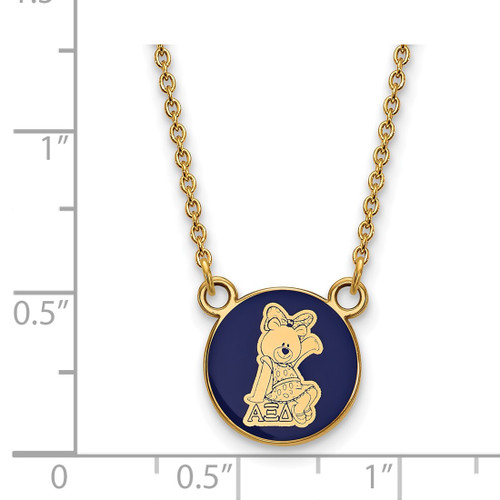 LogoArt Alpha Xi Delta Necklace - Sterling Silver Gold-Tone Sorority Symbol Small Color Enamel Pendant 18 Inch - GP042AXD-18 - View 2