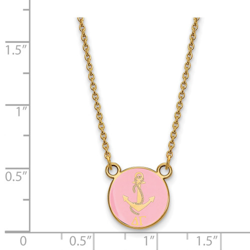 LogoArt Delta Gamma Necklace - Sterling Silver Gold-Tone Sorority Symbol Small Color Enamel Pendant 18 Inch - GP042DG-18 - View 2