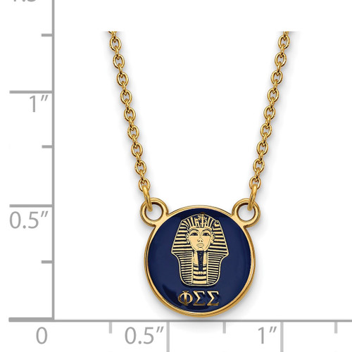 LogoArt Phi Sigma Sigma Pendant - Sterling Silver Gold-Tone Sorority Symbol Small Color Enamel 18 Inch Necklace - GP042PSS-18 - View 2