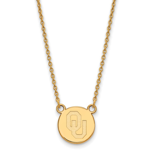 LogoArt University of Oklahoma Necklace - Sterling Silver Gold-Tone O-U Small Disc 18 Inch