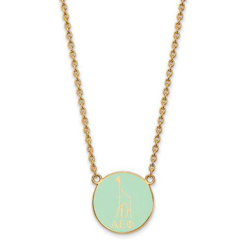 LogoArt Alpha Epsilon Phi Necklace - Sterling Silver Gold-Tone Sorority Symbol Small Color Enamel Pendant 18 Inch