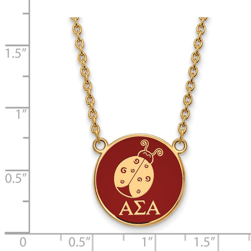 LogoArt Alpha Sigma Alpha Necklace - Sterling Silver Gold-Tone Sorority Symbol Large Color Enamel Pendant 18 Inch - GP043ASI-18 - View 2