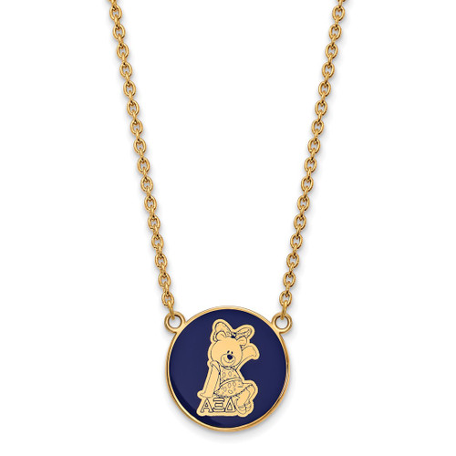 LogoArt Alpha Xi Delta Necklace - Sterling Silver Gold-Tone Sorority Symbol Large Color Enamel Pendant 18 Inch - GP043AXD-18