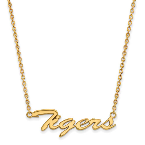 LogoArt Clemson University Necklace - Sterling Silver Gold-Tone Tigers Large Script 18 Inch