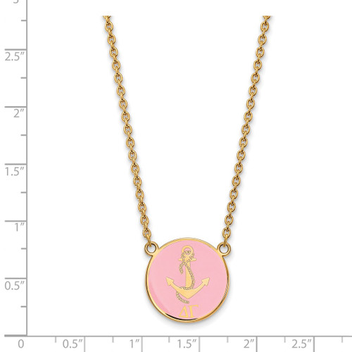LogoArt Delta Gamma Necklace - Sterling Silver Gold-Tone Sorority Symbol Large Color Enamel Pendant 18 Inch - GP043DG-18 - View 2
