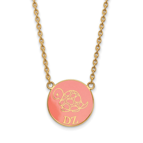 LogoArt Delta Zeta Necklace - Sterling Silver Gold-Tone Sorority Symbol Large Color Enamel Pendant 18 Inch - GP043DZ-18