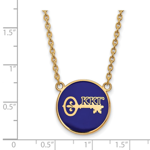 LogoArt Kappa Kappa Gamma Necklace - Sterling Silver Gold-Tone Sorority Symbol Large Color Enamel Pendant 18 Inch - GP043KKG-18 - View 2