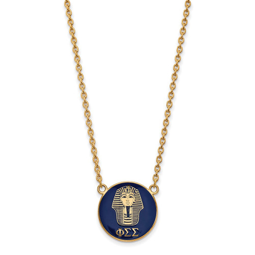 LogoArt Phi Sigma Sigma Pendant - Sterling Silver Gold-Tone Sorority Symbol Large Color Enamel 18 Inch Necklace - GP043PSS-18