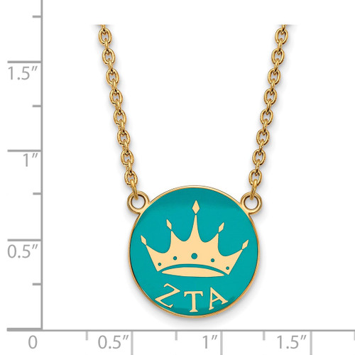 LogoArt Zeta Tau Alpha Necklace - Sterling Silver Gold-Tone Sorority Symbol Large Color Enamel Pendant 18 Inch - View 2
