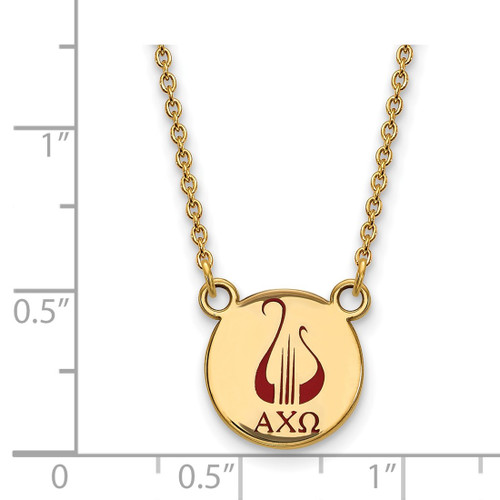 LogoArt Alpha Chi Omega Necklace - Sterling Silver Gold-Tone Sorority Symbol Small Color Enamel Pendant 18 Inch - GP044ACO-18 - View 2