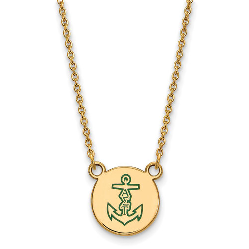 LogoArt Alpha Sigma Tau Necklace - Sterling Silver Gold-Tone Sorority Symbol Small Color Enamel Pendant 18 Inch - GP044ALS-18