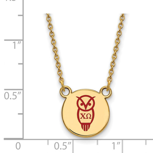 LogoArt Chi Omega Necklace - Sterling Silver Gold-Tone Sorority Symbol Small Color Enamel Pendant 18 Inch - GP044CHO-18 - View 2